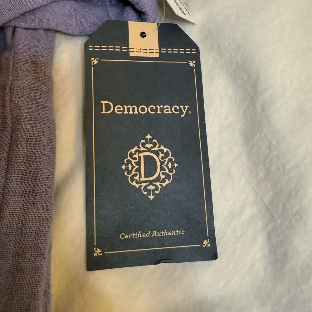 Democracy Top 3X Gauze Blouse Boho Purple Crocheted Cottagecore‎ Peasant Fairy - Picture 10 of 10